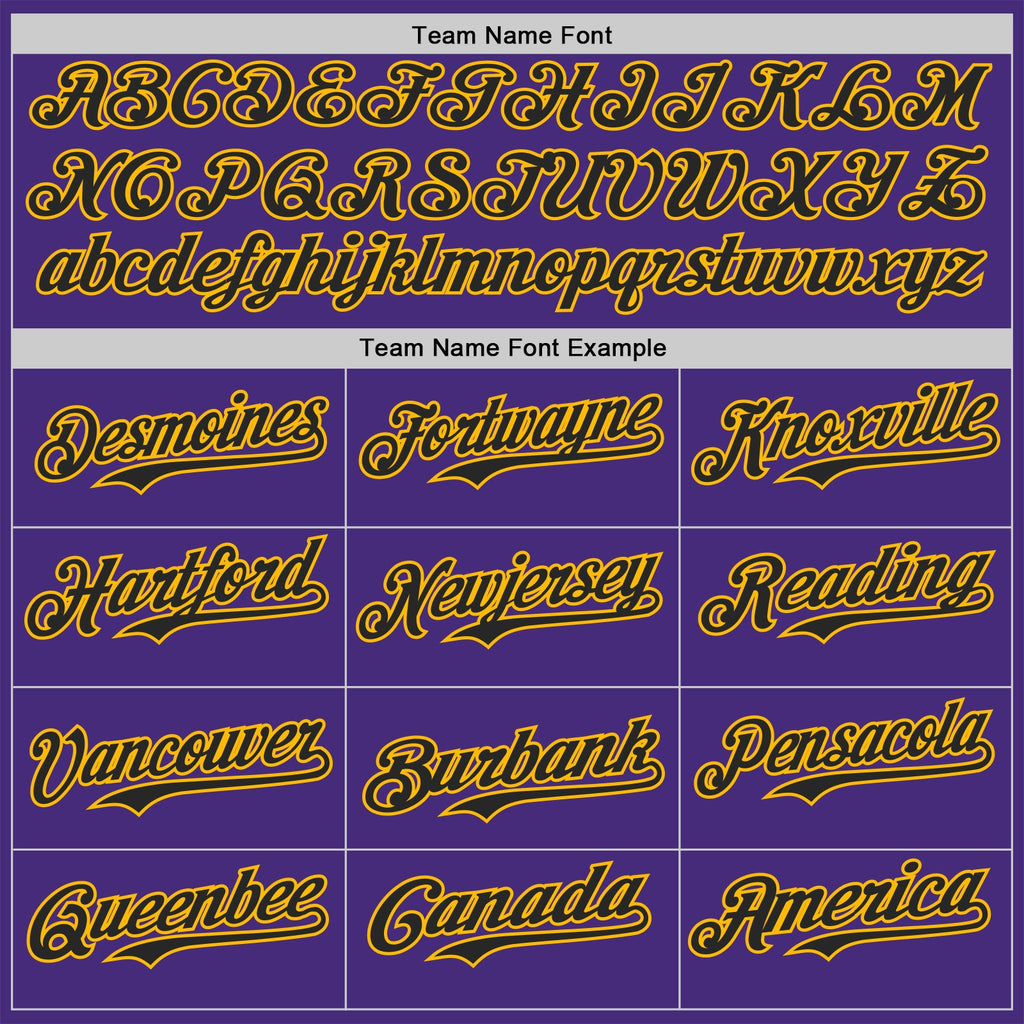 Custom Purple Black-Gold Classic Color Block Side Panel Stripe Authentic Baseball Jersey