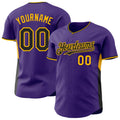 Custom Purple Black-Gold Classic Color Block Side Panel Stripe Authentic Baseball Jersey