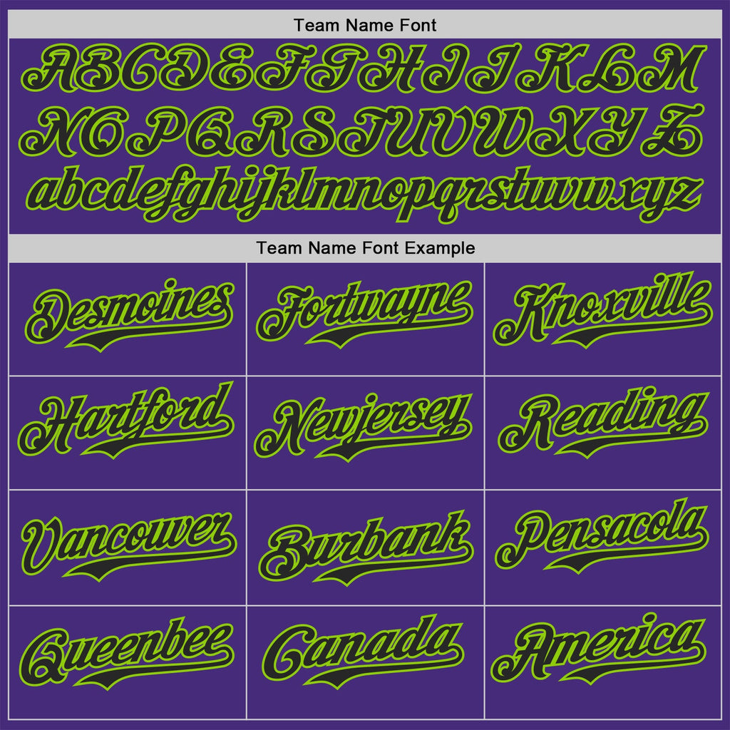 Custom Purple Black-Neon Green Classic Color Block Side Panel Stripe Authentic Baseball Jersey