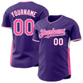 Custom Purple Pink-White Classic Color Block Side Panel Stripe Authentic Baseball Jersey