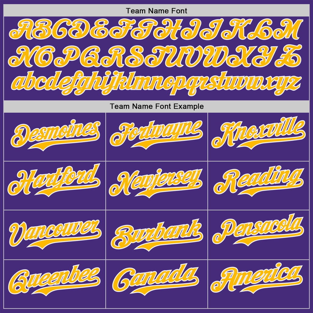 Custom Purple Gold-White Classic Color Block Side Panel Stripe Authentic Baseball Jersey