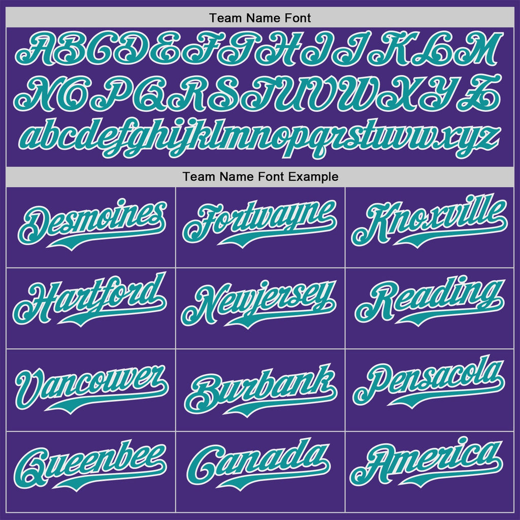 Custom Purple Teal-White Classic Color Block Side Panel Stripe Authentic Baseball Jersey