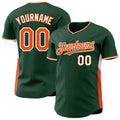Custom Green Orange-White Classic Color Block Side Panel Stripe Authentic Baseball Jersey