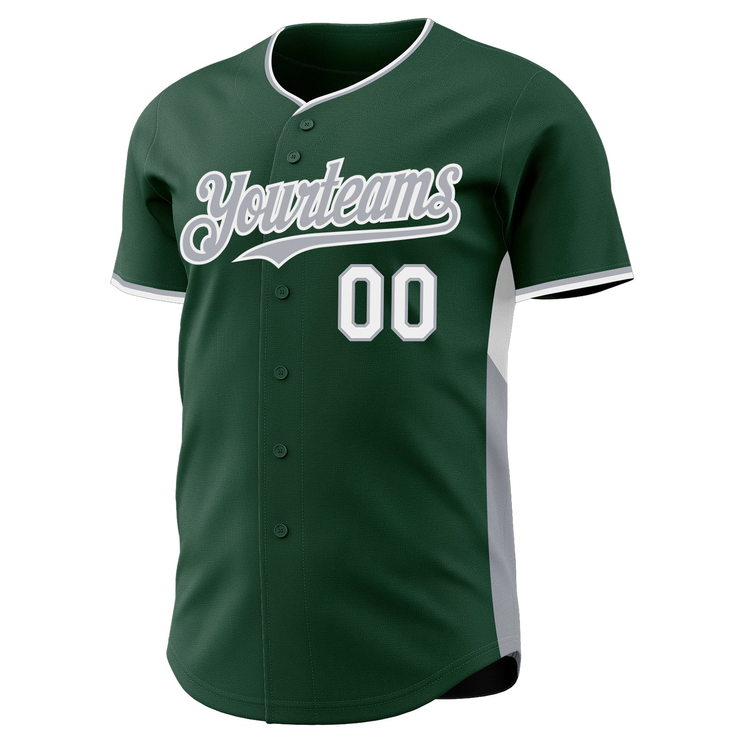 Custom Green Gray-White Classic Color Block Side Panel Stripe Authentic Baseball Jersey