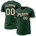 Custom Green Cream-Black Classic Color Block Side Panel Stripe Authentic Baseball Jersey