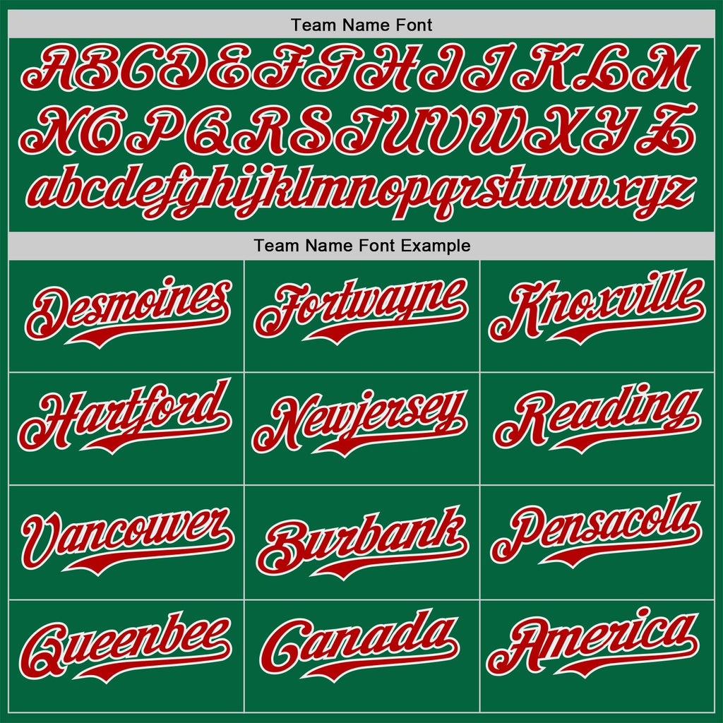 Custom Kelly Green Red-White Classic Color Block Side Panel Stripe Authentic Baseball Jersey