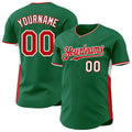Custom Kelly Green Red-White Classic Color Block Side Panel Stripe Authentic Baseball Jersey