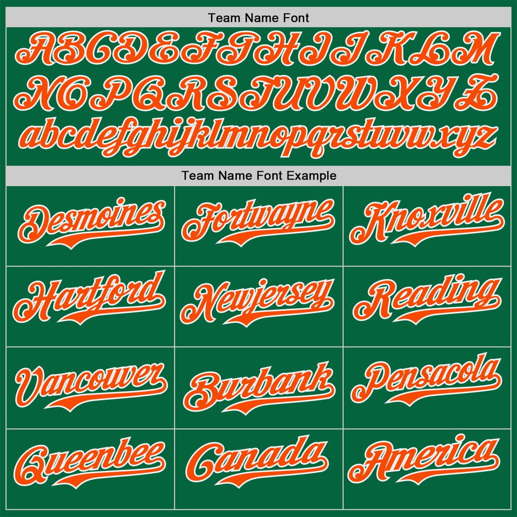 Custom Kelly Green Orange-White Classic Color Block Side Panel Stripe Authentic Baseball Jersey