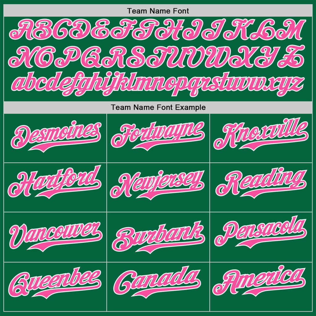 Custom Kelly Green Pink-White Classic Color Block Side Panel Stripe Authentic Baseball Jersey