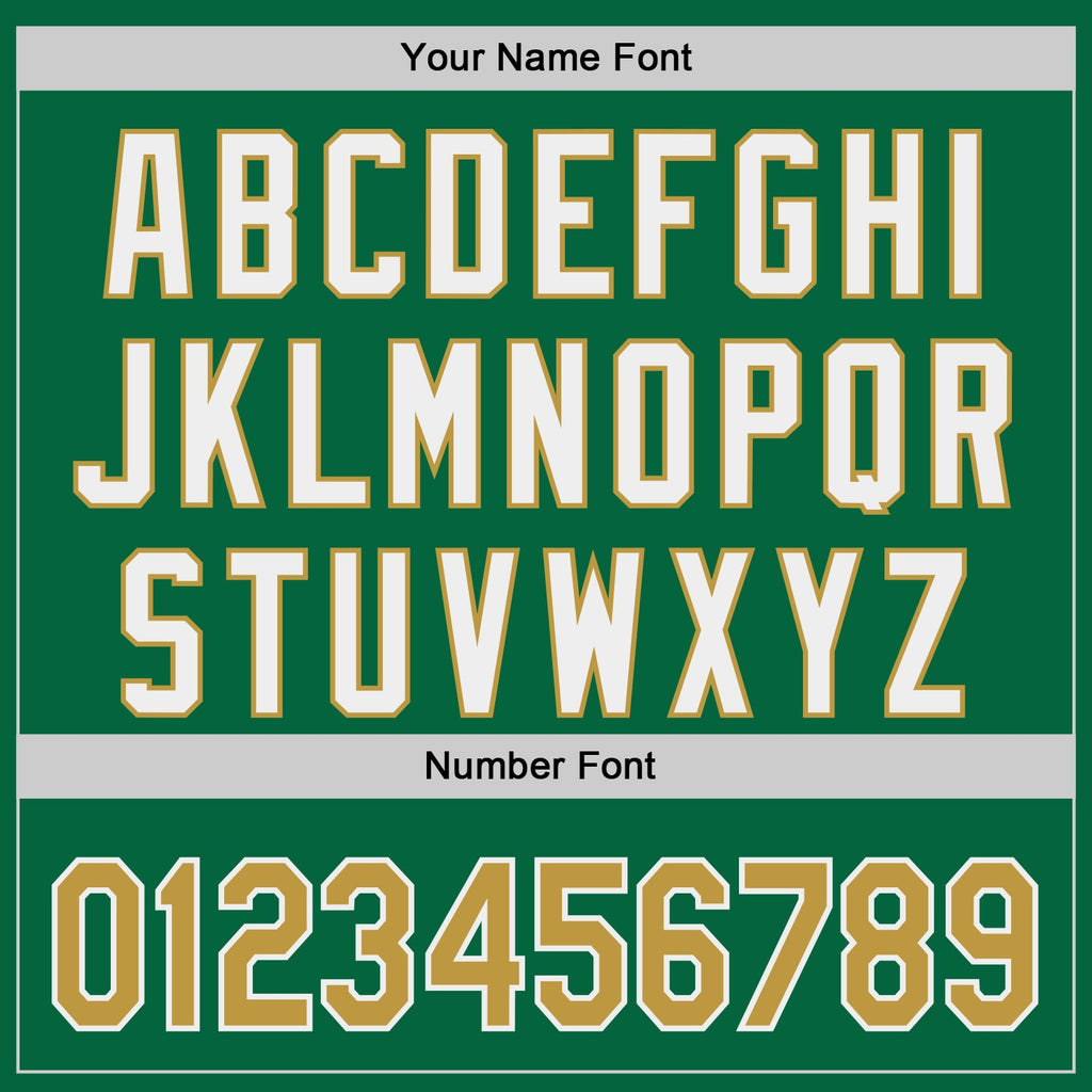 Custom Kelly Green Old Gold-White Classic Color Block Side Panel Stripe Authentic Baseball Jersey