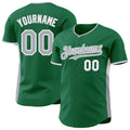 Custom Kelly Green Gray-White Classic Color Block Side Panel Stripe Authentic Baseball Jersey