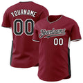 Custom Crimson Black-White Classic Color Block Side Panel Stripe Authentic Baseball Jersey