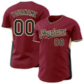 Custom Crimson Black-Cream Classic Color Block Side Panel Stripe Authentic Baseball Jersey