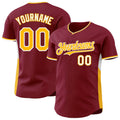 Custom Crimson Gold-White Classic Color Block Side Panel Stripe Authentic Baseball Jersey