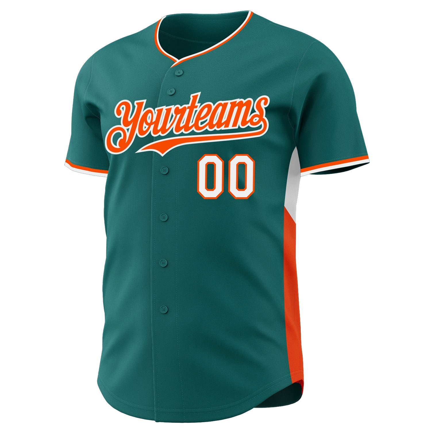 Custom Teal Orange-White Classic Color Block Side Panel Stripe Authentic Baseball Jersey