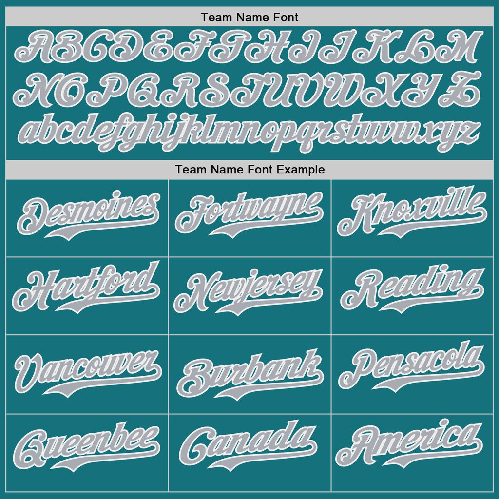 Custom Teal Gray-White Classic Color Block Side Panel Stripe Authentic Baseball Jersey
