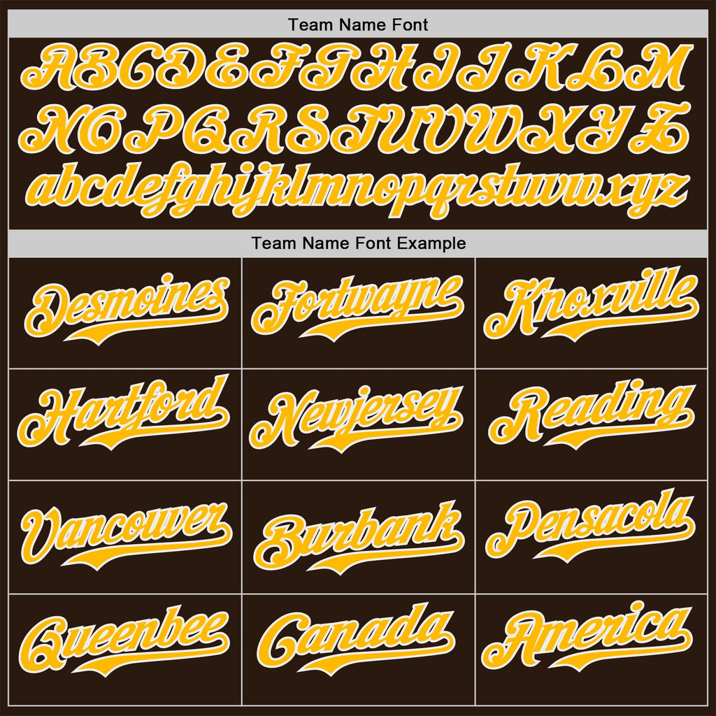 Custom Brown Gold-White Classic Color Block Side Panel Stripe Authentic Baseball Jersey
