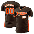 Custom Brown Orange-White Classic Color Block Side Panel Stripe Authentic Baseball Jersey