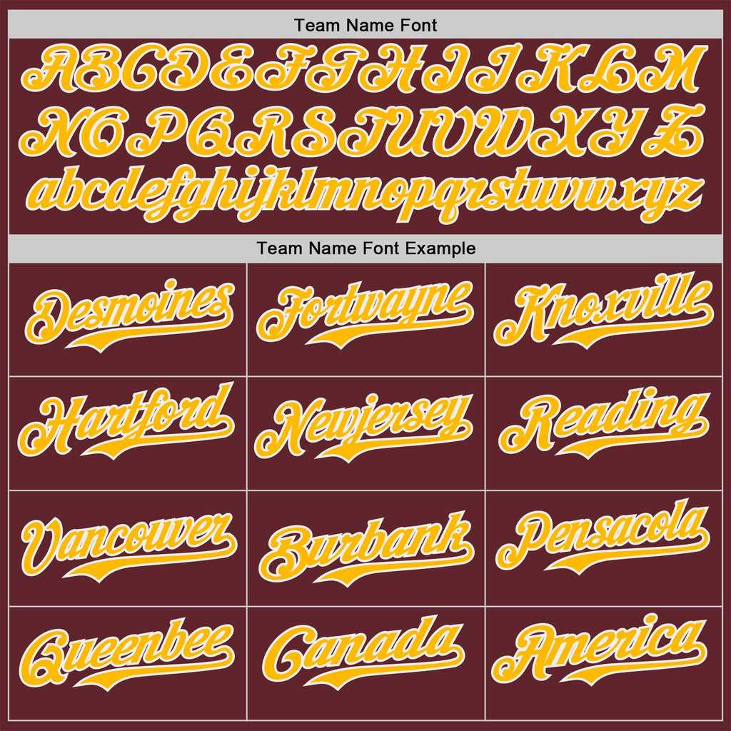 Custom Burgundy Gold-White Classic Color Block Side Panel Stripe Authentic Baseball Jersey