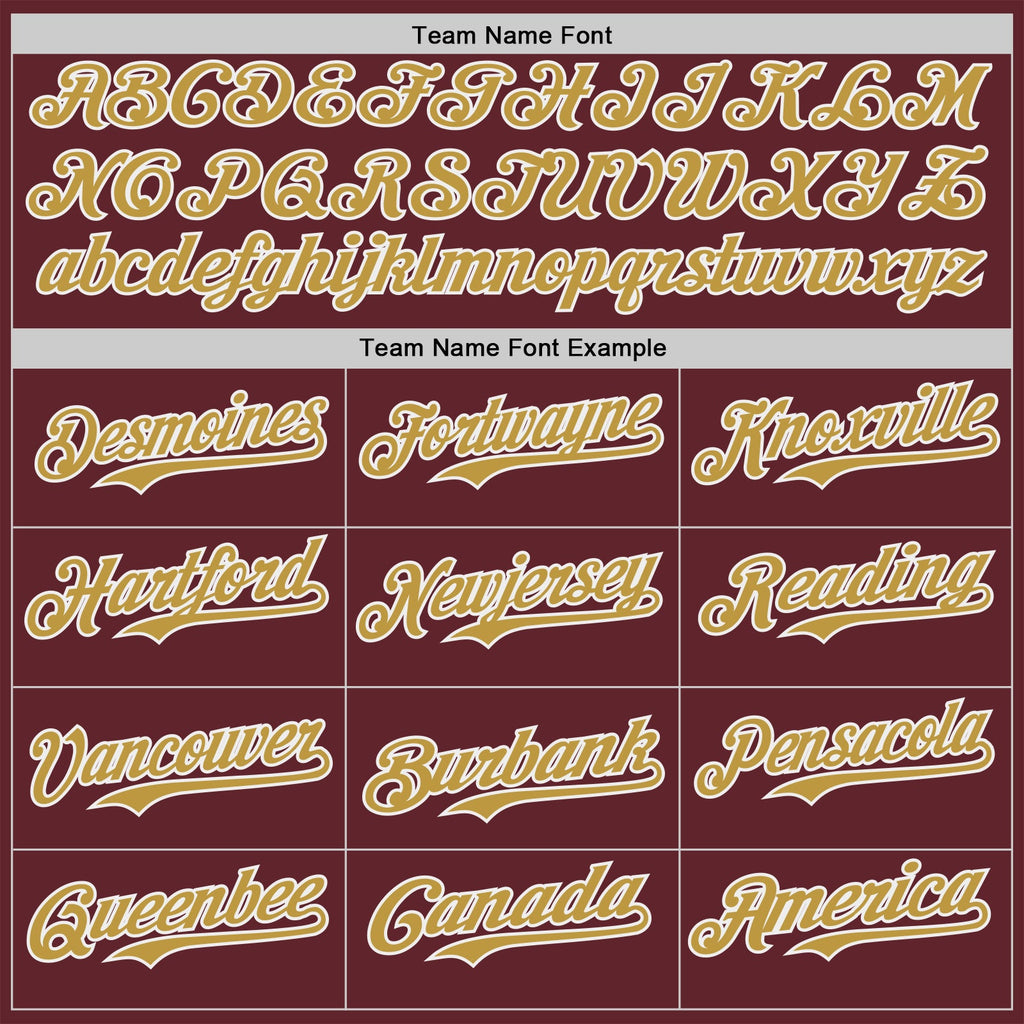 Custom Burgundy Old Gold-White Classic Color Block Side Panel Stripe Authentic Baseball Jersey