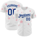 Custom White-Royal Cherry Blossoms Sakura Authentic Baseball Jersey