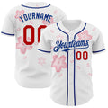 Custom White Red-Royal Cherry Blossoms Sakura Authentic Baseball Jersey