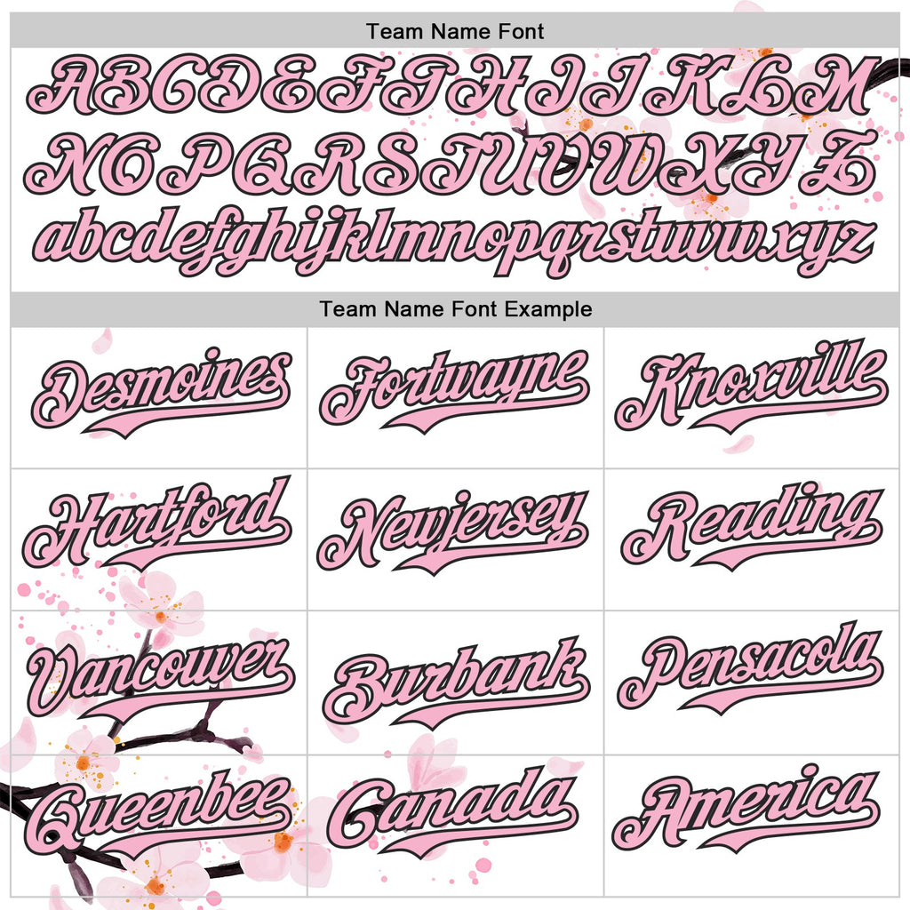 Custom White Light Pink-Black Cherry Blossoms Sakura Authentic Baseball Jersey
