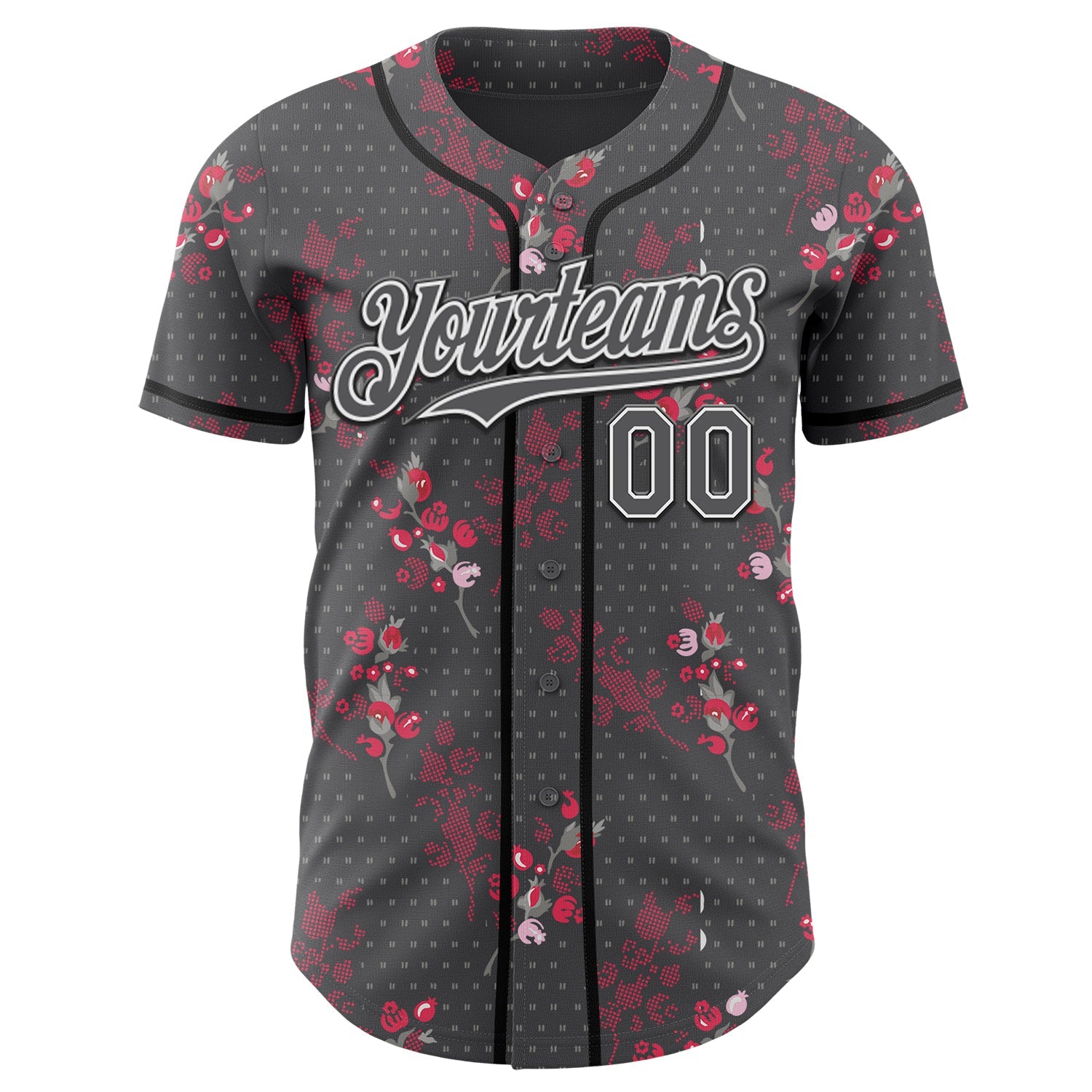 Custom Steel Gray White-Black Cherry Blossoms Sakura Authentic Baseball Jersey