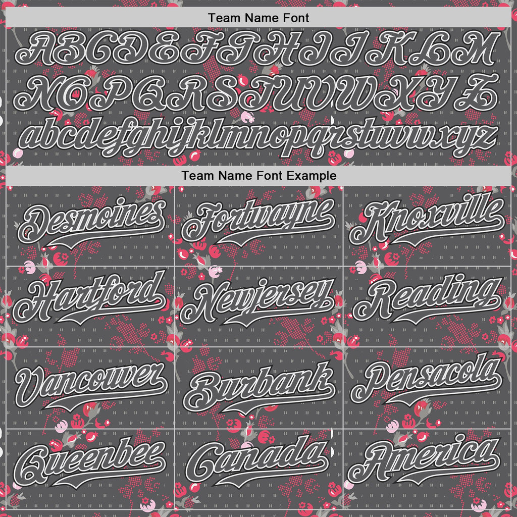 Custom Steel Gray White-Black Cherry Blossoms Sakura Authentic Baseball Jersey