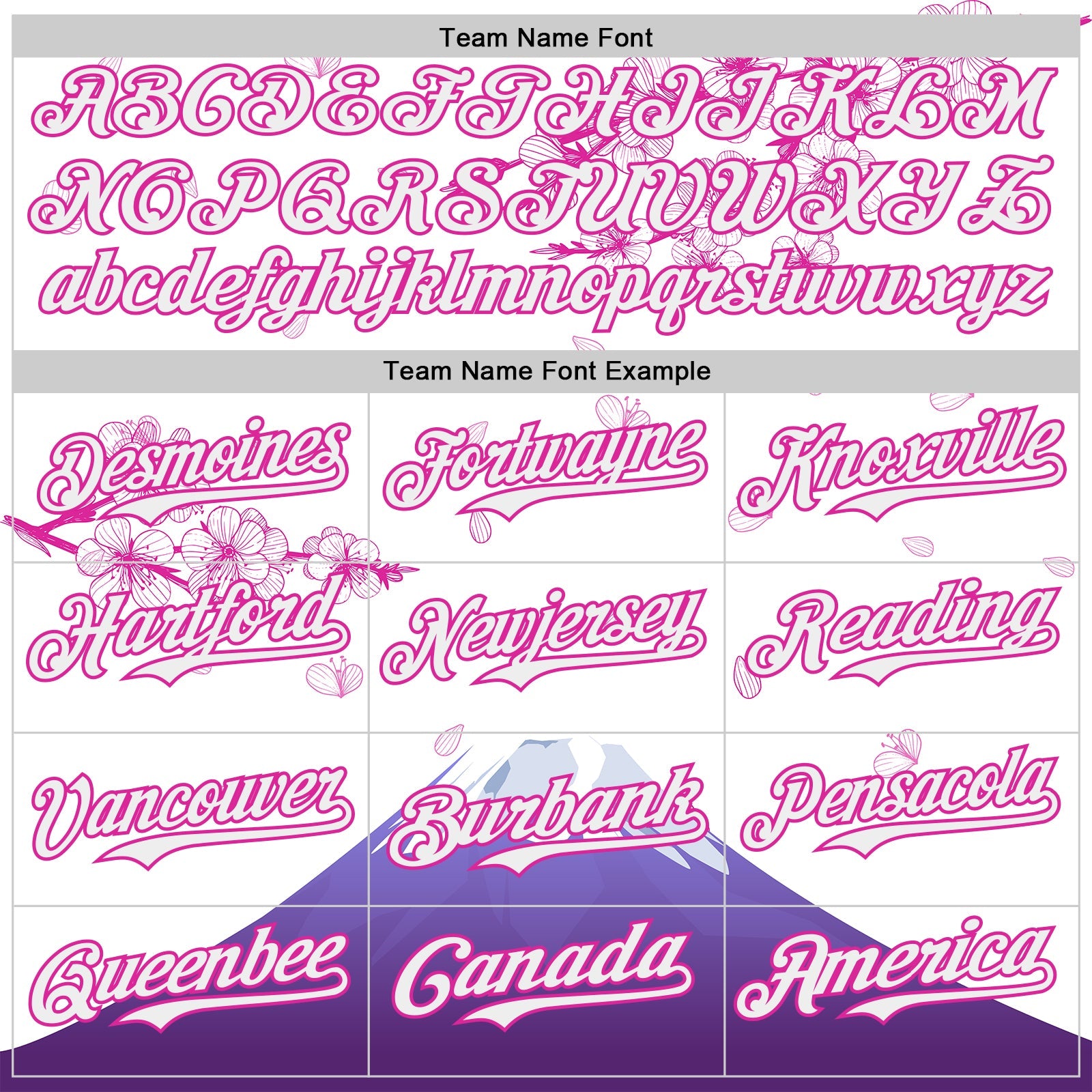 Custom White-Deep Pink Cherry Blossoms Sakura Mount Fuji Authentic Baseball Jersey