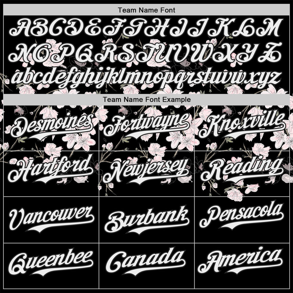 Custom Black-White Cherry Blossoms Sakura Authentic Baseball Jersey