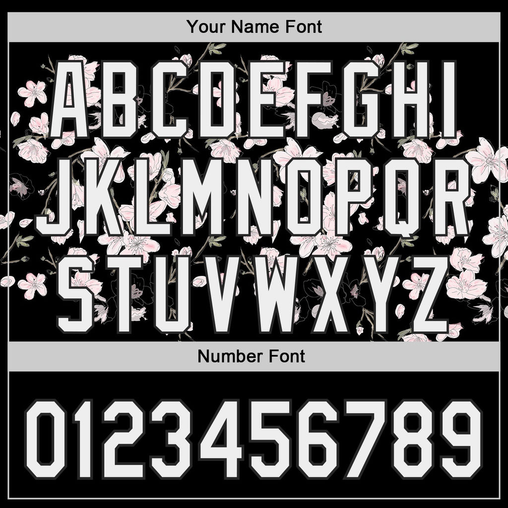 Custom Black-White Cherry Blossoms Sakura Authentic Baseball Jersey