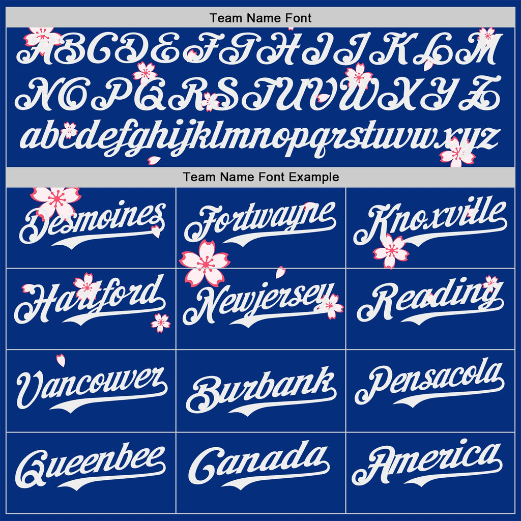 Custom Royal Red-White Cherry Blossoms Sakura Authentic Baseball Jersey