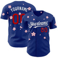 Custom Royal Red-White Cherry Blossoms Sakura Authentic Baseball Jersey
