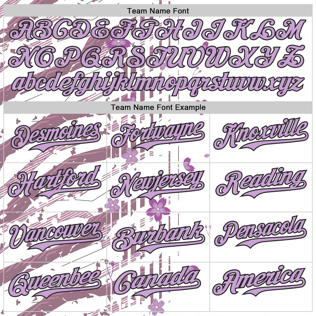 Custom White Light Purple-Black Cherry Blossoms Sakura Authentic Baseball Jersey