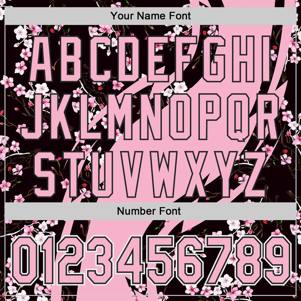 Custom Light Pink Black-White Cherry Blossoms Sakura Authentic Baseball Jersey
