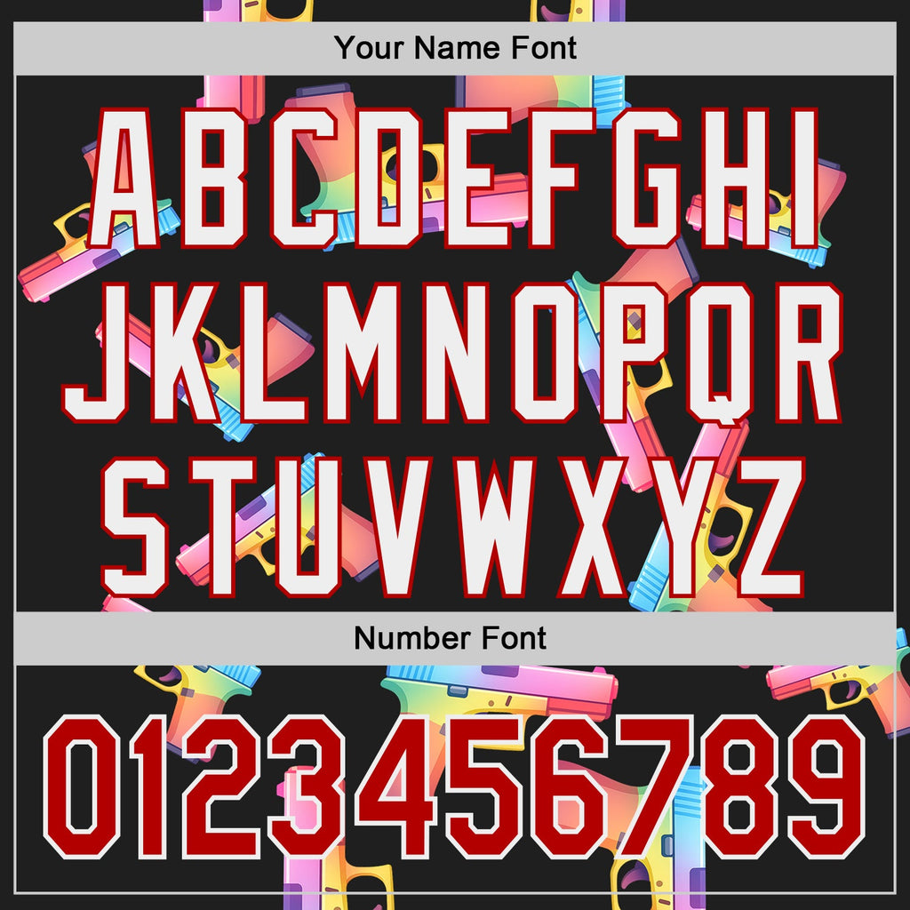 Custom Black Red-White Colorful Firepower 3D Pattern Design Authentic Baseball Jersey
