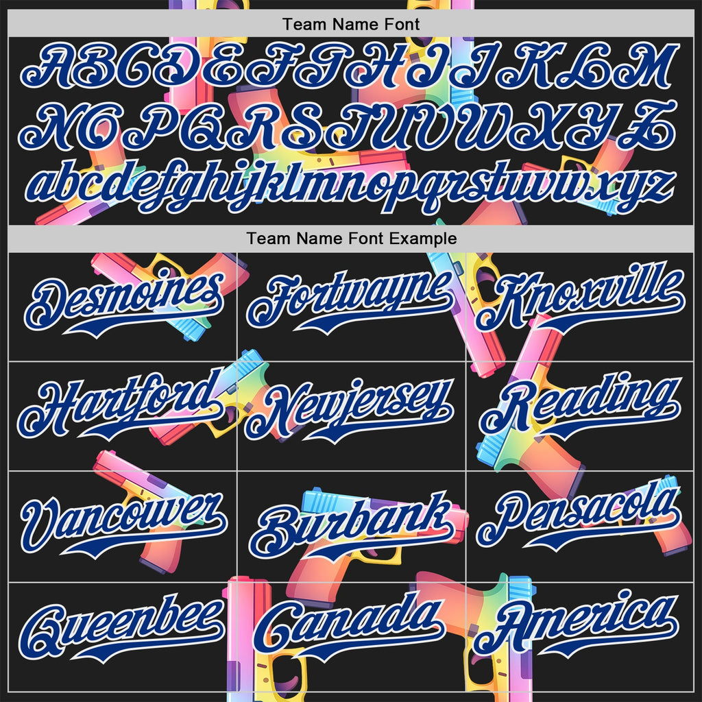 Custom Black Royal-White Colorful Firepower 3D Pattern Design Authentic Baseball Jersey