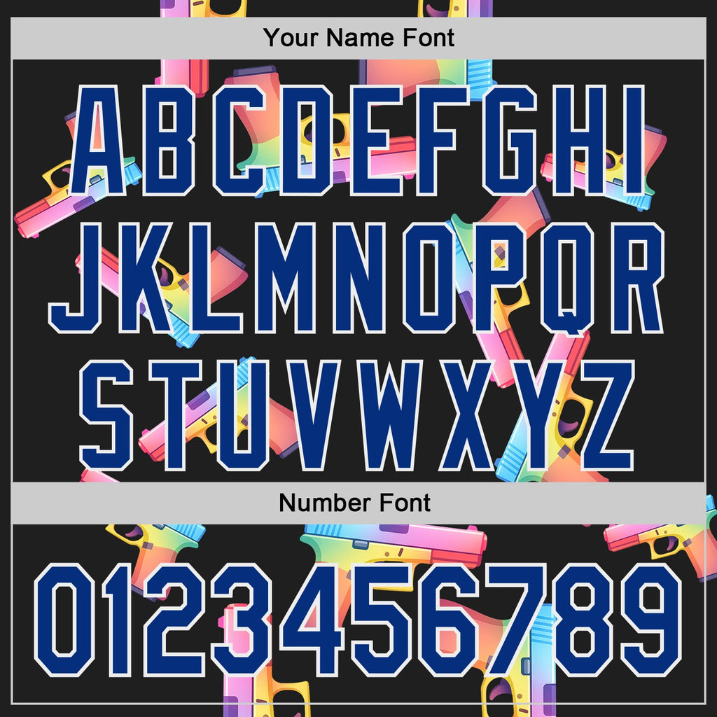 Custom Black Royal-White Colorful Firepower 3D Pattern Design Authentic Baseball Jersey