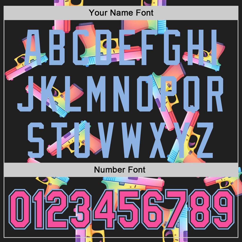 Custom Black Pink-Light Blue Colorful Firepower 3D Pattern Design Authentic Baseball Jersey