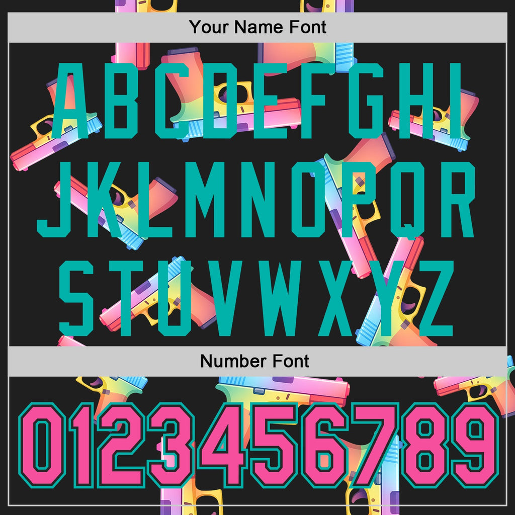 Custom Black Pink-Aqua Colorful Firepower 3D Pattern Design Authentic Baseball Jersey