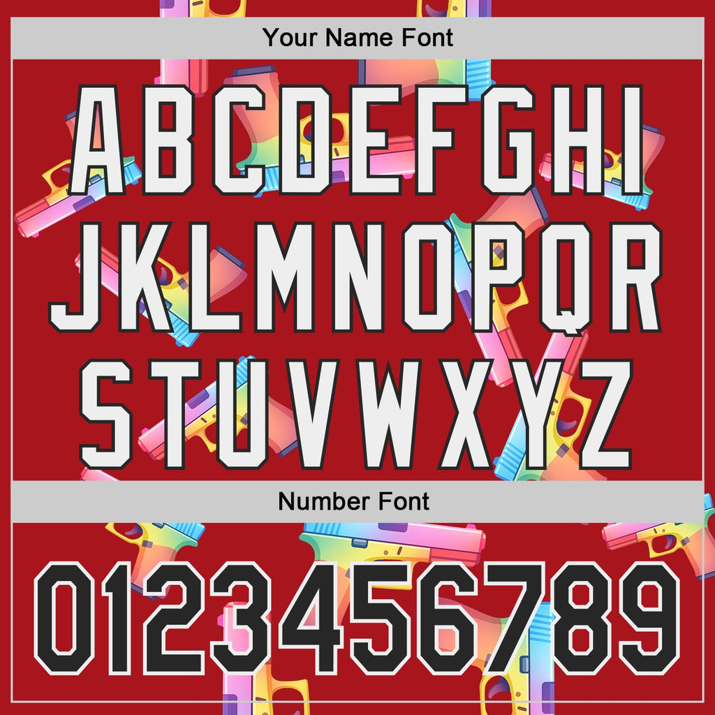 Custom Red Black-White Colorful Firepower 3D Pattern Design Authentic Baseball Jersey