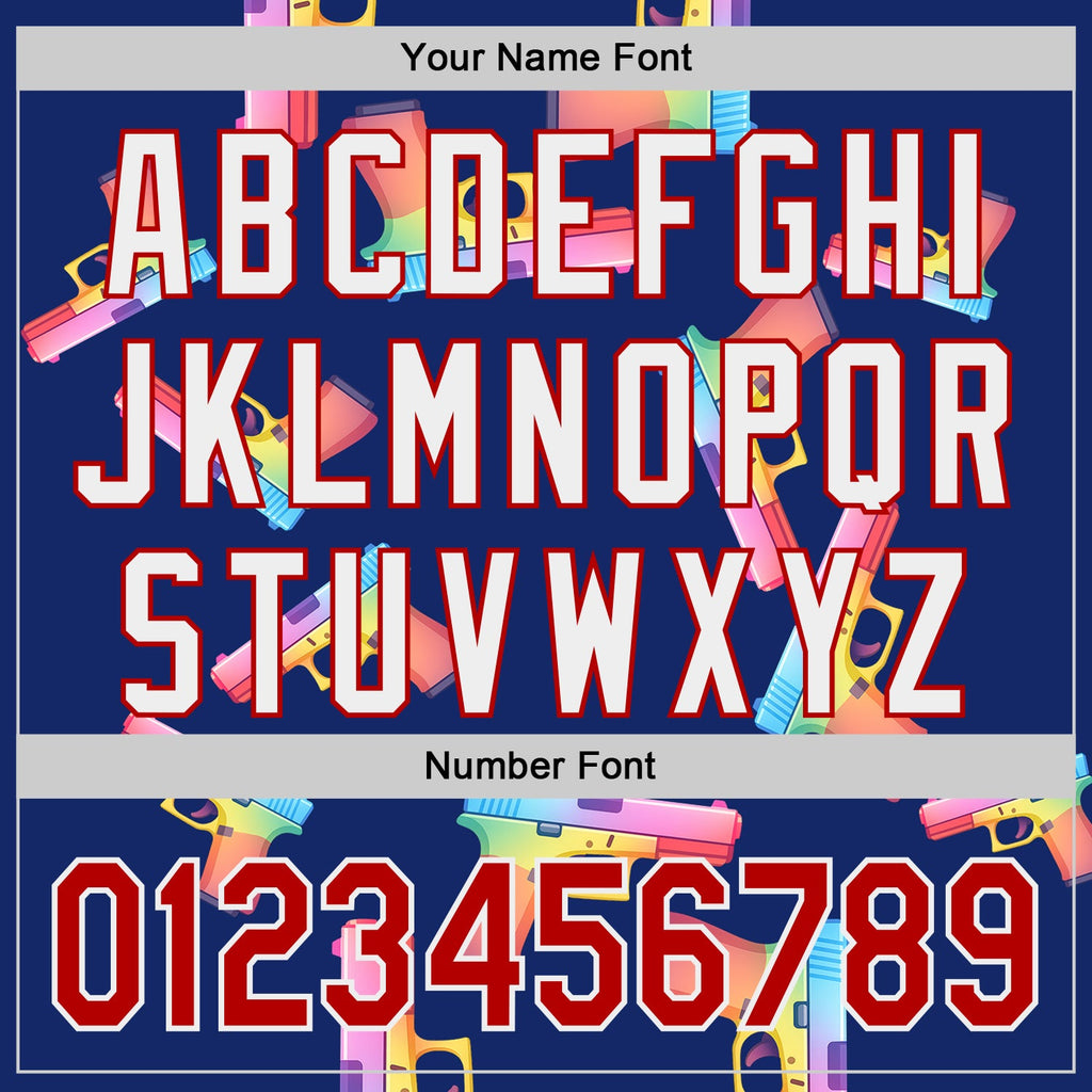 Custom Royal Red-White Colorful Firepower 3D Pattern Design Authentic Baseball Jersey