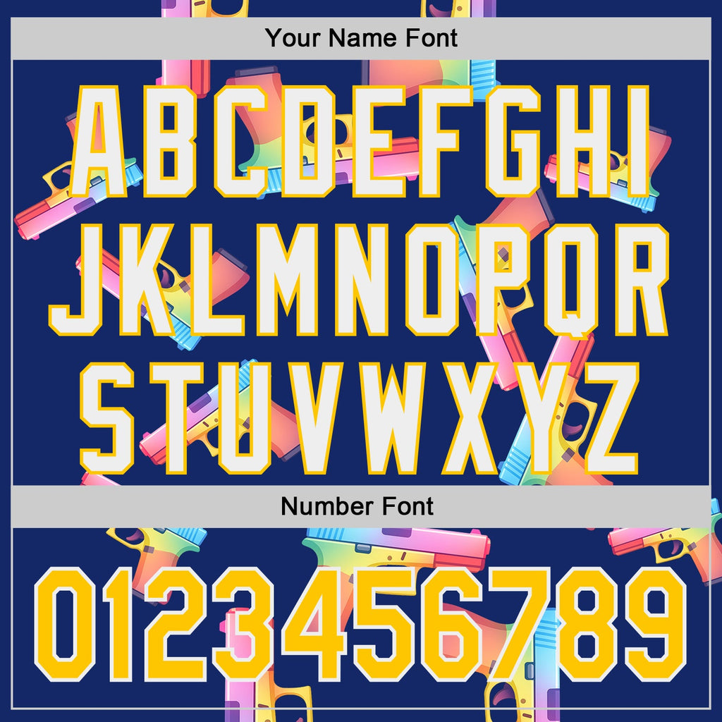 Custom Royal Yellow-White Colorful Firepower 3D Pattern Design Authentic Baseball Jersey
