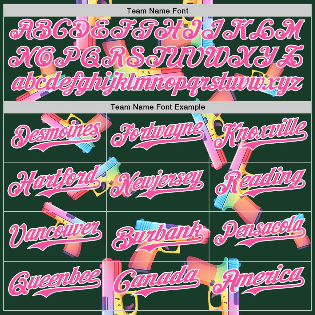 Custom Green Pink-White Colorful Firepower 3D Pattern Design Authentic Baseball Jersey