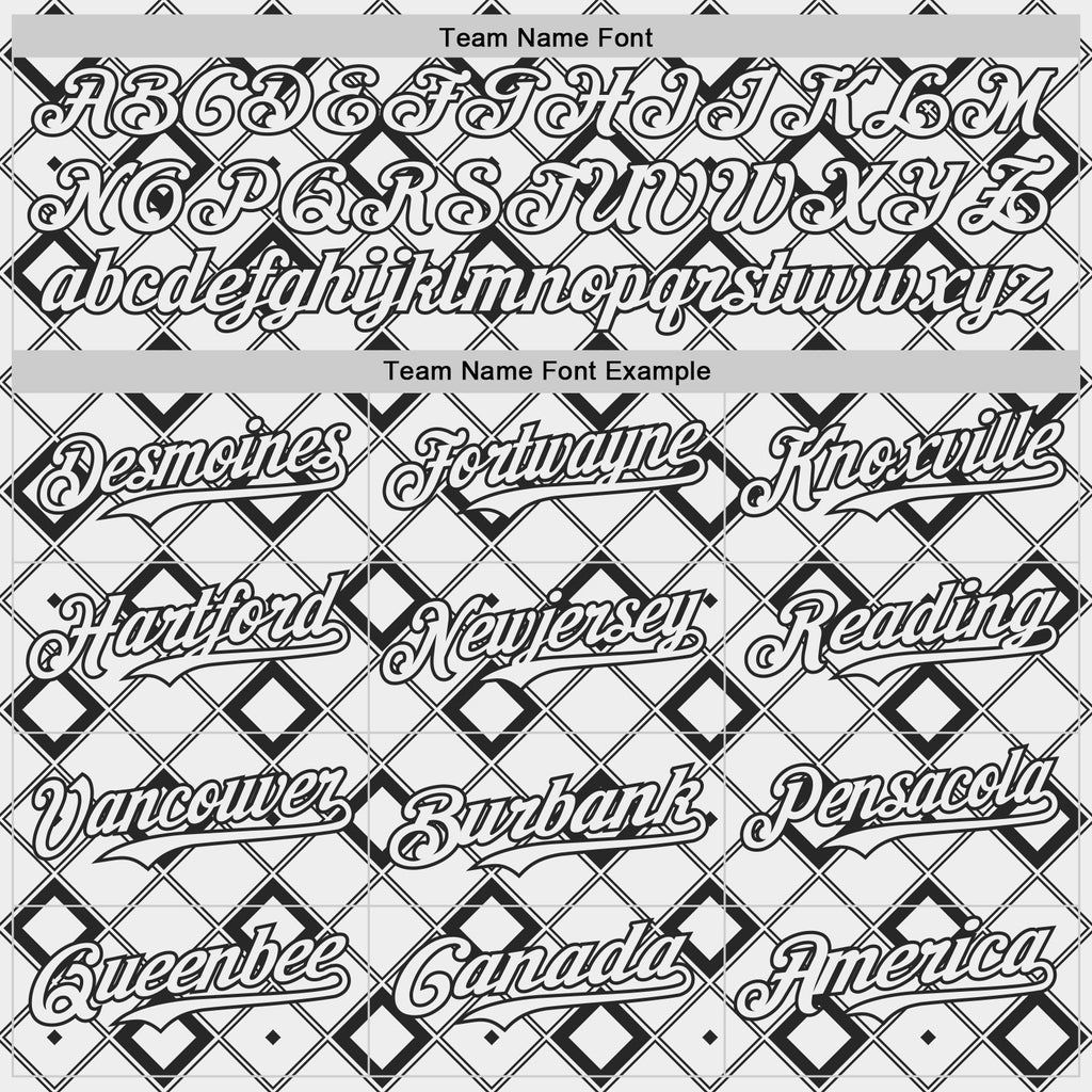 Custom White-Black Geometric Diamond Grid Rhombus Authentic Baseball Jersey