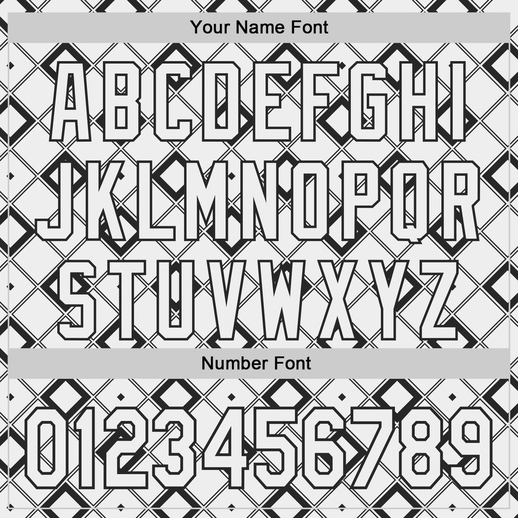 Custom White-Black Geometric Diamond Grid Rhombus Authentic Baseball Jersey