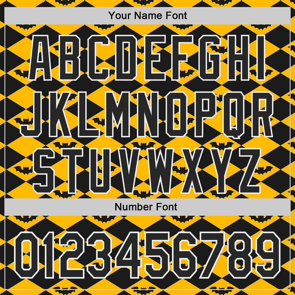 Custom Gold Black-White Geometric Diamond Grid Rhombus Bat Authentic Baseball Jersey