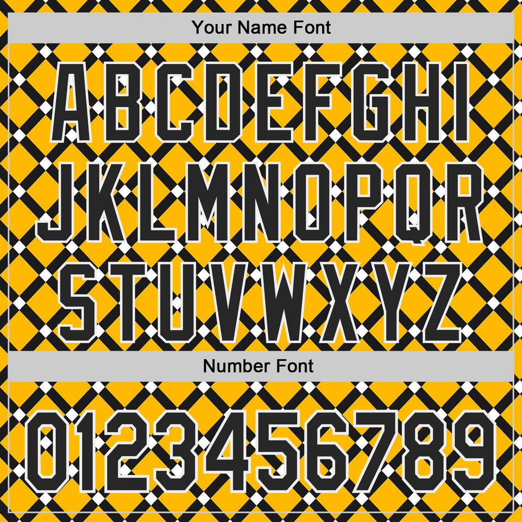 Custom Gold Black-White Geometric Diamond Grid Rhombus Authentic Baseball Jersey