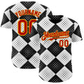 Custom Black Red White-Gold Geometric Diamond Grid Rhombus Polka Dots Authentic Baseball Jersey